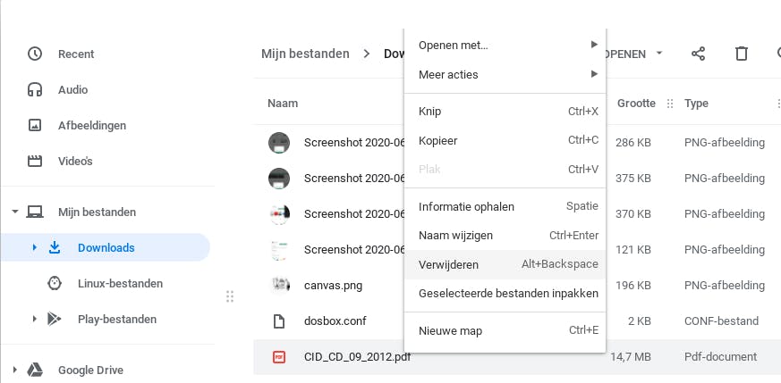 Een bestand verwijderen doe je snel via het contextmenu, dat nog veel meer handige en noodzakelijke opties bevat.