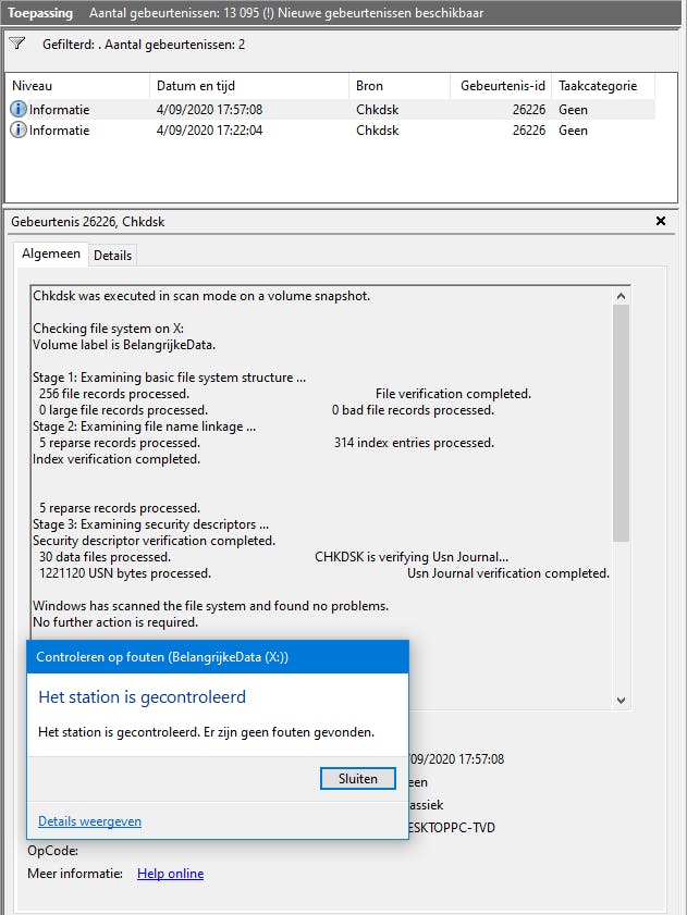 Tip 01 In Windows Logboeken vind je een detailrapport van de foutcontrole.