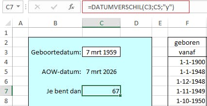 Datumverschil geeft het verschil tussen de beide data aan, in hele jaren of maanden.