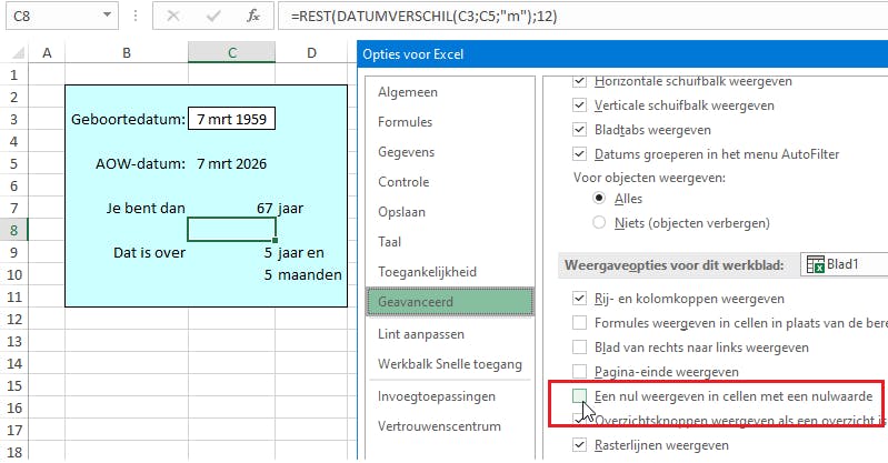 Geef de nullen niet weer, dat is wel zo rustig.