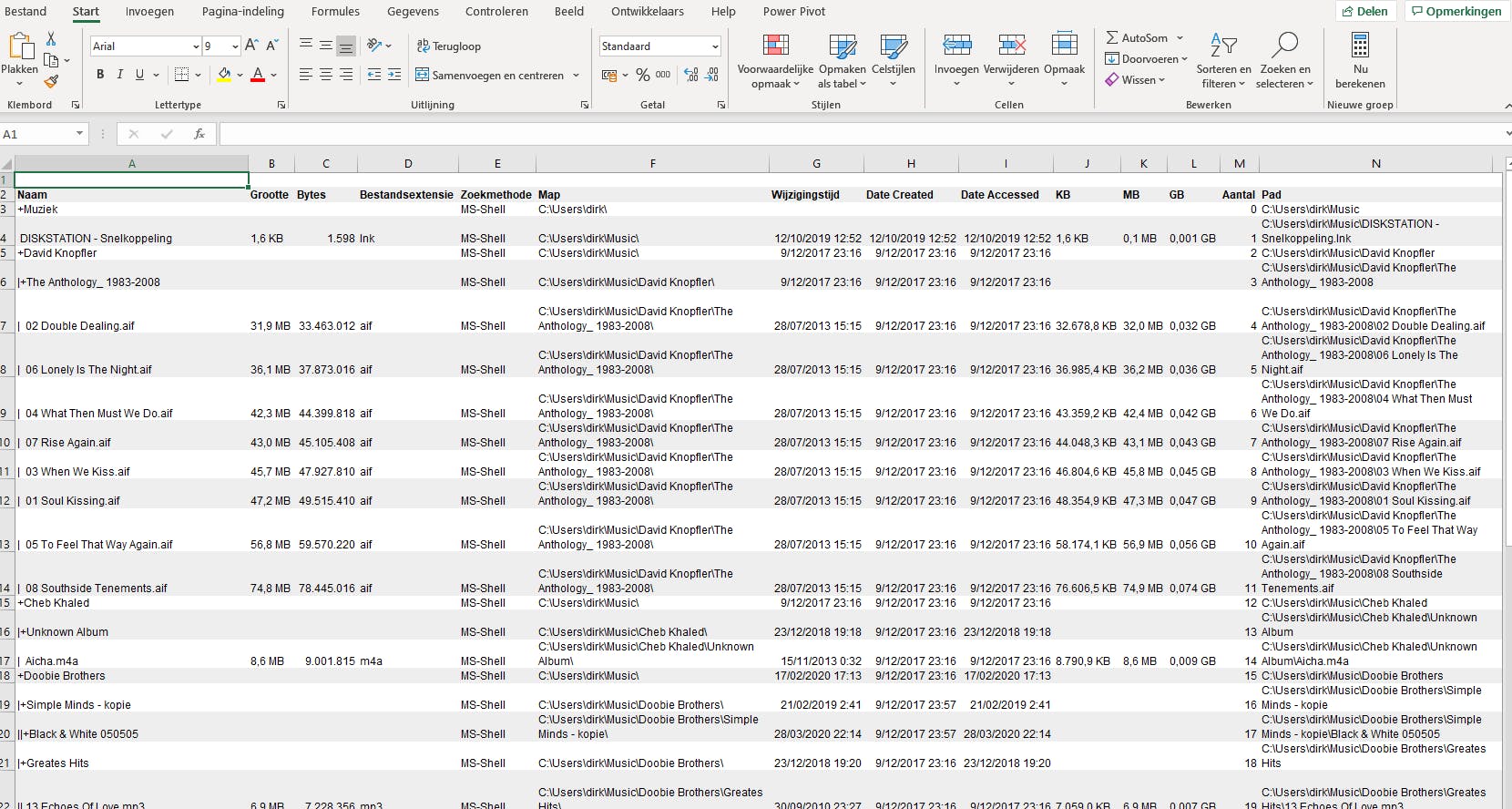 De tool kan de inhoud ook exporteren naar een Excel-werkblad.