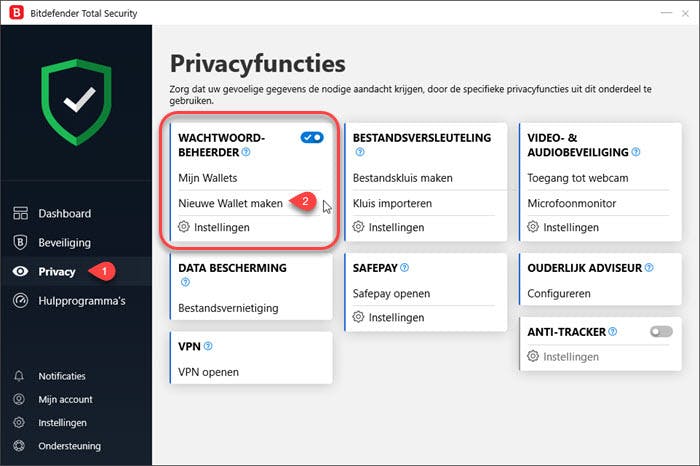 Bitdefender biedt ook een wachtwoordmanager aan.