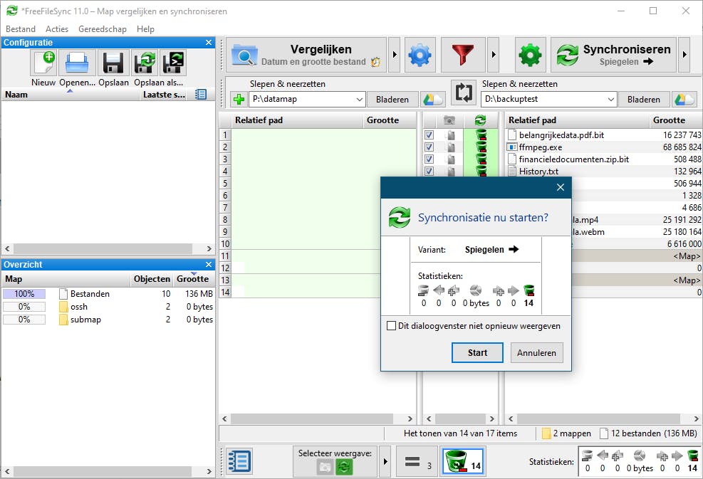 FreeFileSync rapporteert uitvoerig en laat zich ook op allerlei manieren finetunen.