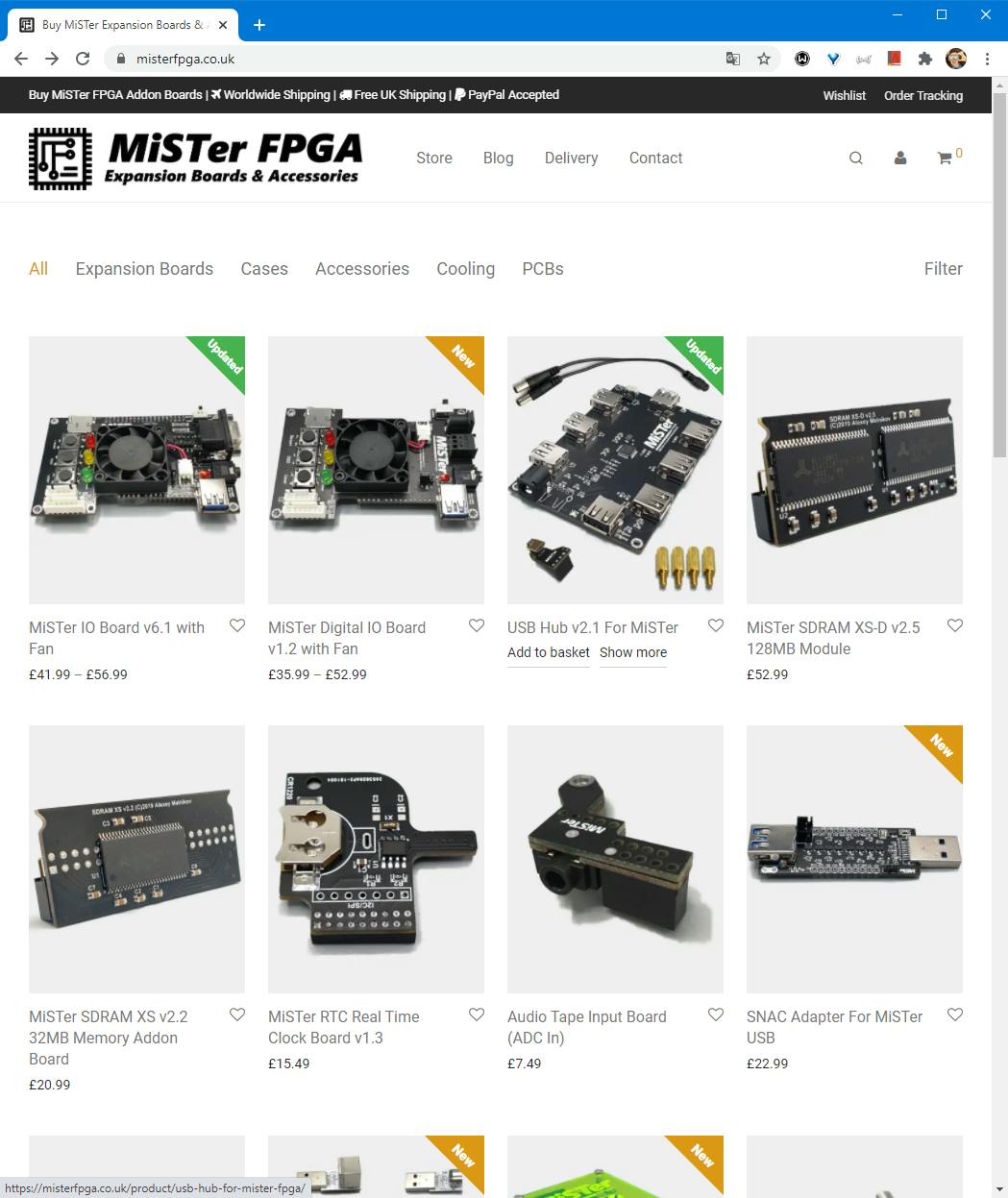 Op de website www.misterfpga.co.uk vind je alle benodigde uitbreidingen.