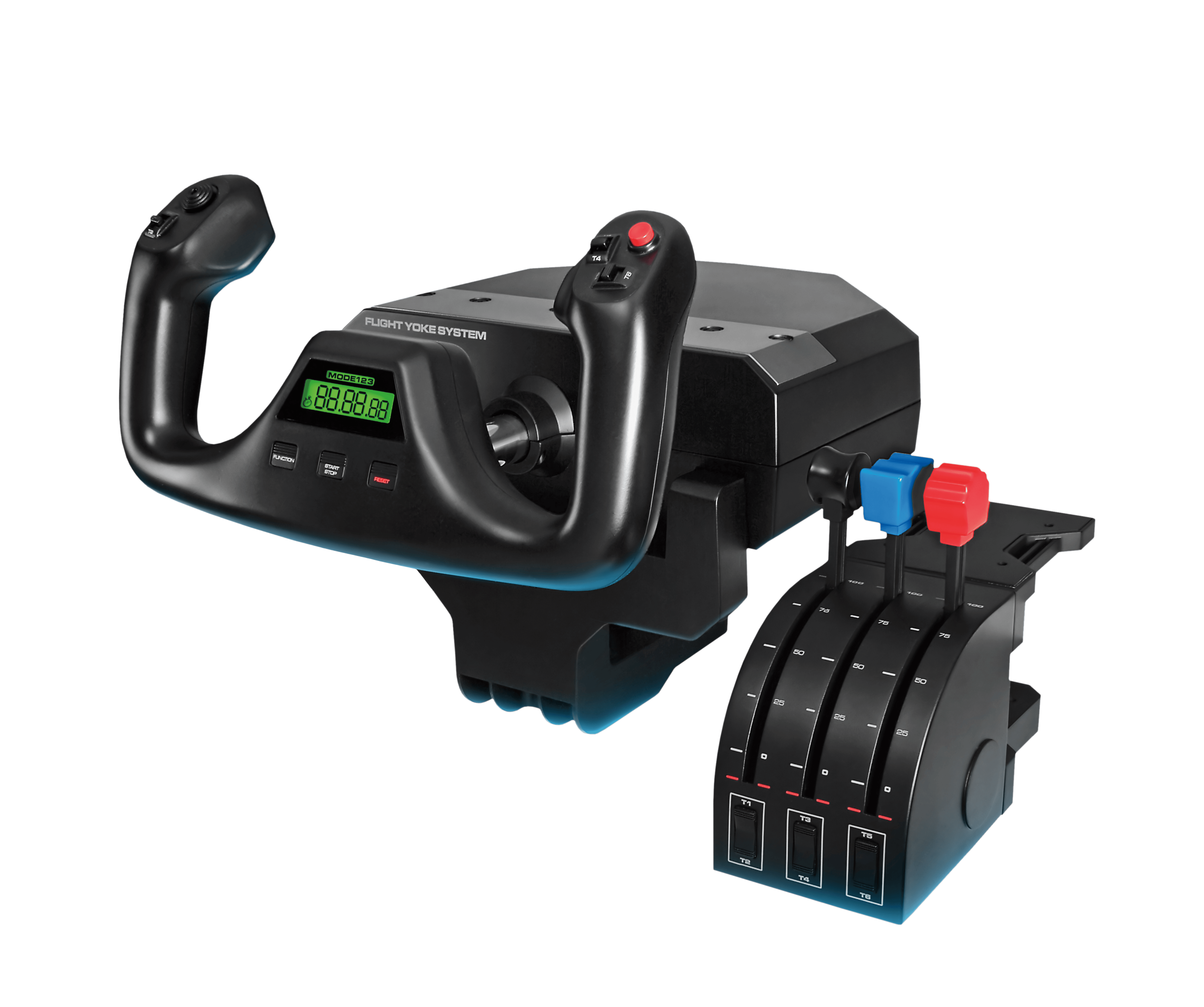 04 Flightsim-hardware, zoals het Flight Yoke System van Logitech, maakt vliegen behalve echter ook veel intuïtiever.