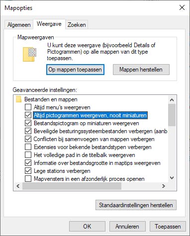 Voortaan zie je uitsluitend de pictogrammen.