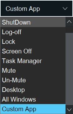 Naast een reeks vooraf ingestelde acties kun je ook een eigen applicatie instellen.
