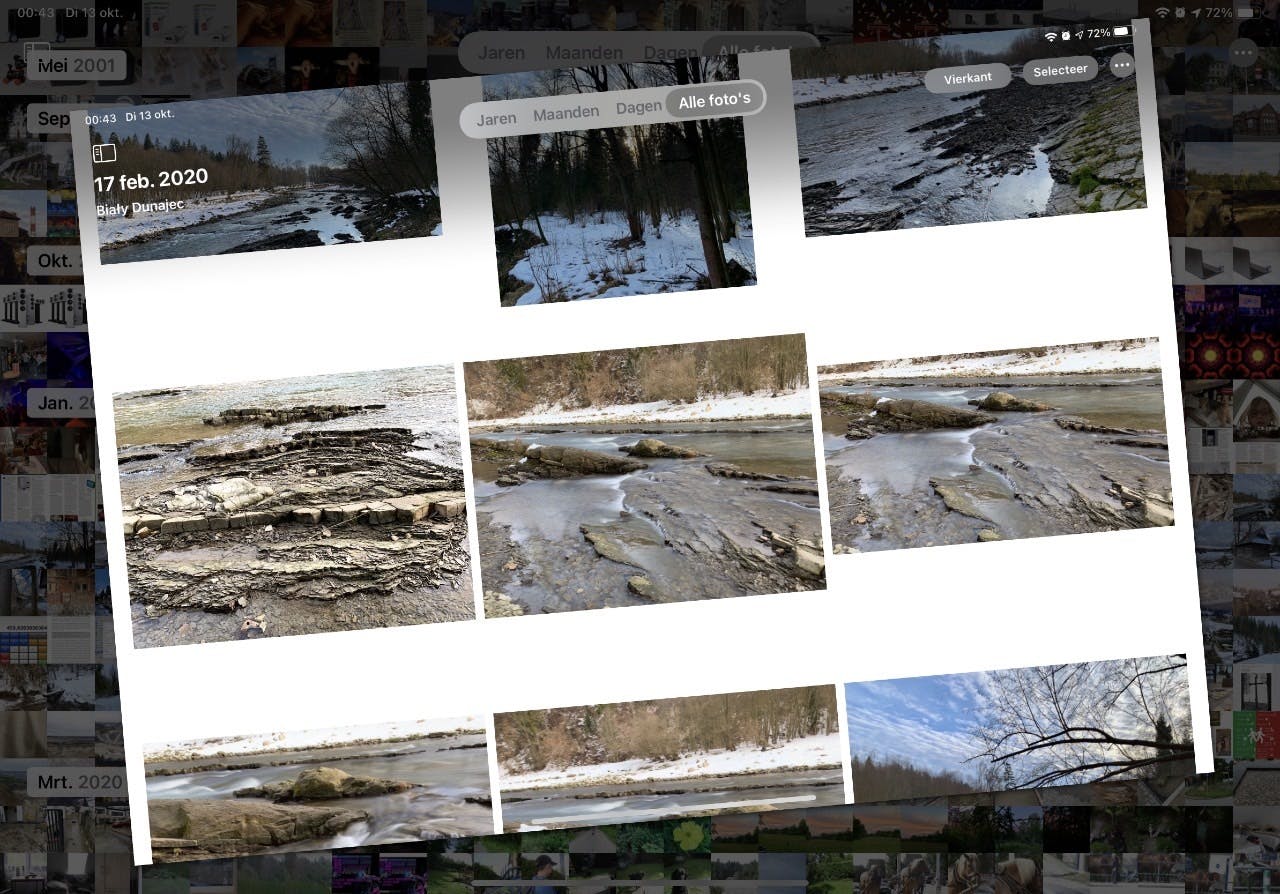 Je kunt veel verder in- en uitzoomen in het foto-overzicht van een album.