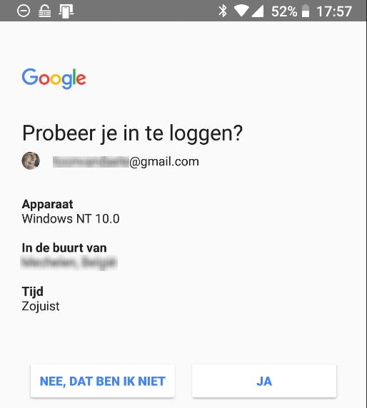 2FA met een pushnotificatie van Google Prompt.