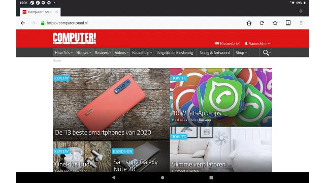 Firefox onder Android in actie.