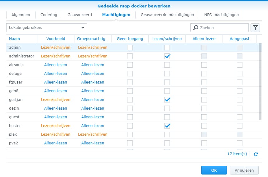 03 Het is handig om jezelf ook toegang te geven tot de map voor Docker.