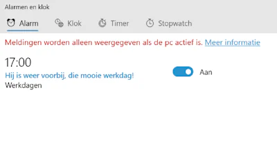 Windows 10 als alarmklok, timer en stopwatch
