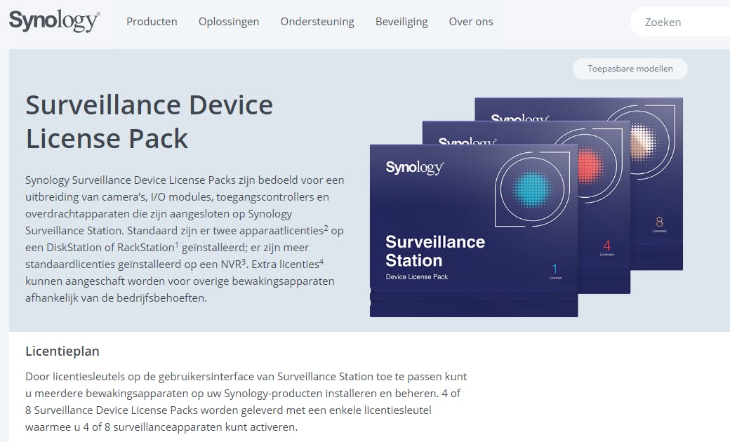 Voor meer dan twee camera’s heb je doorgaans extra licenties nodig.
