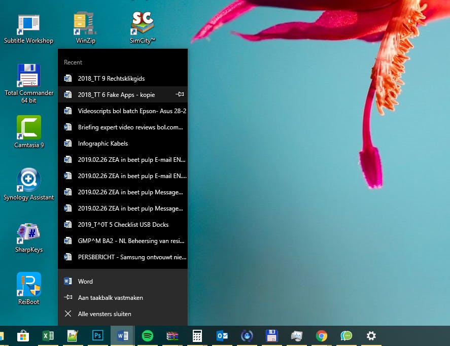 Tip 04 Recente bestanden kun je openen nog vóór je het programma opent, door op het pictogram te rechtsklikken.