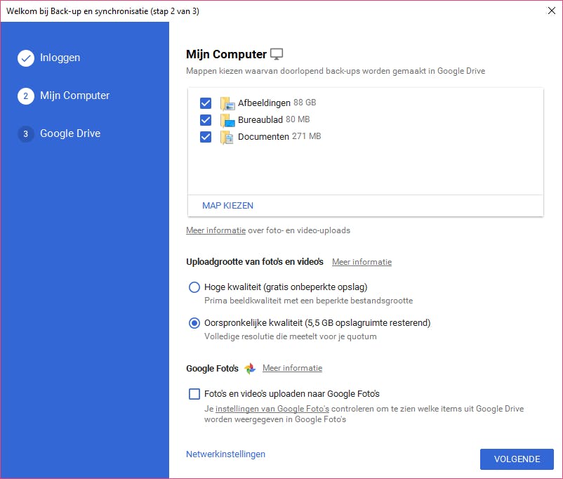 De configuratie van het programma is in een paar muisklikken gedaan.