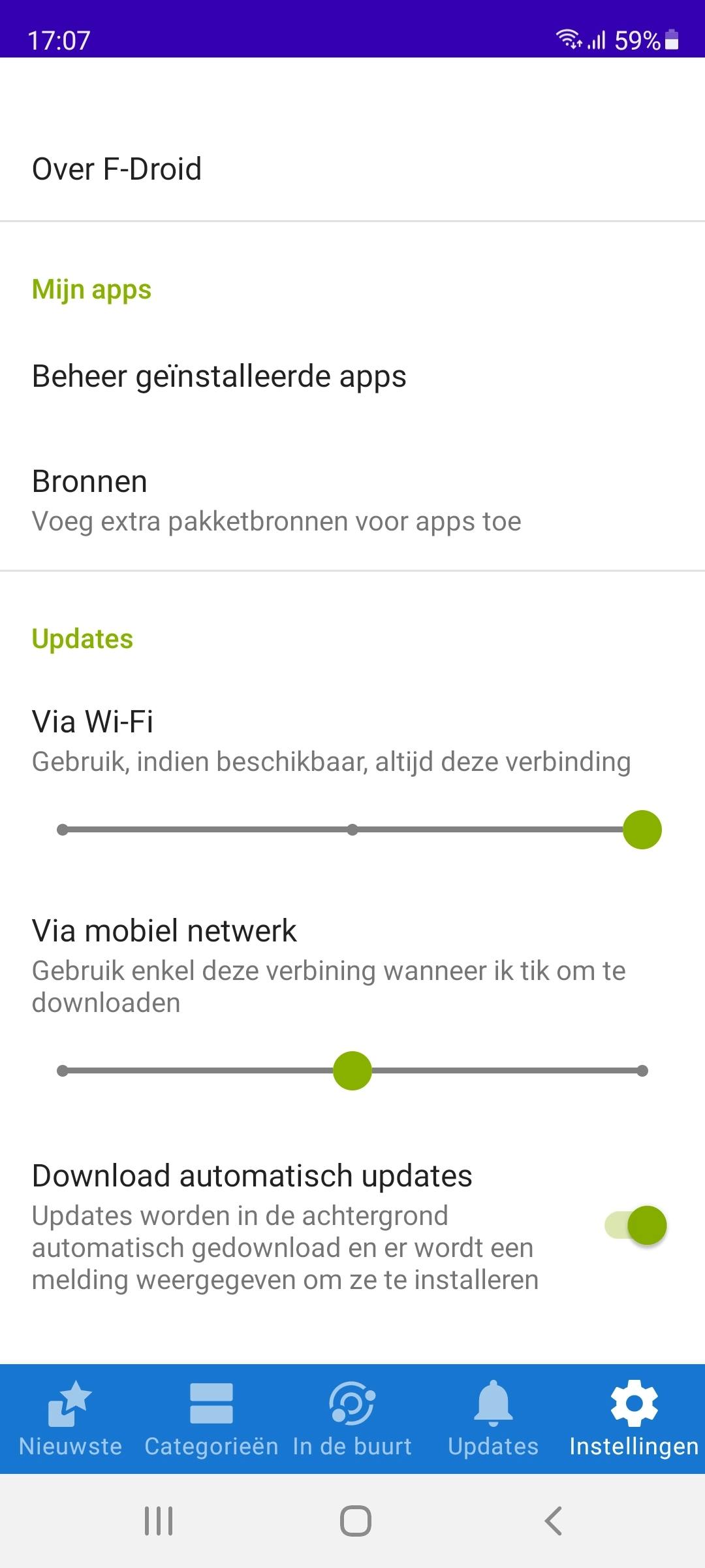 Via de instellingen kun je onder meer het downloadgedrag voor updates wijzigen.