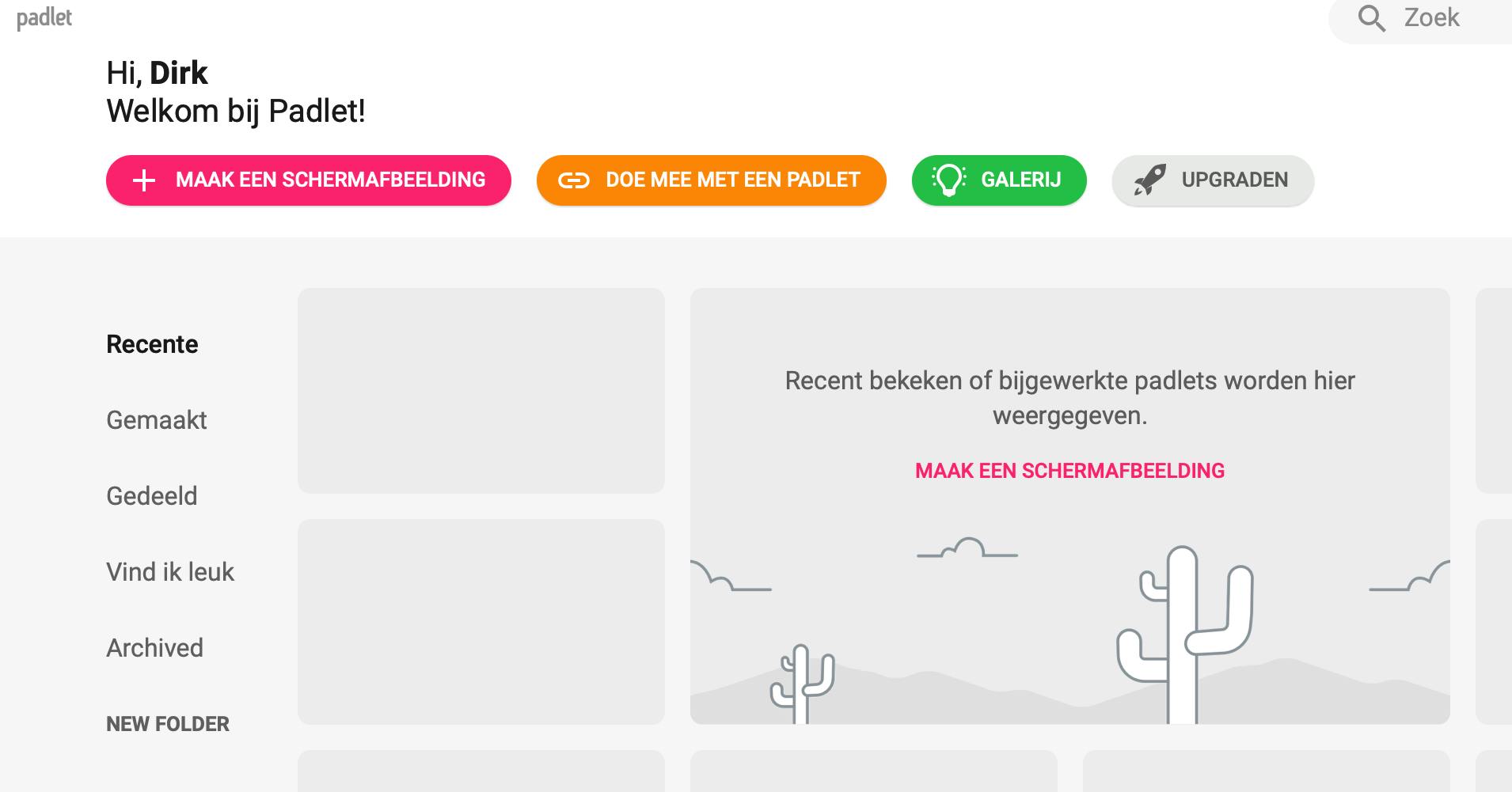 Wanneer je ingelogd bent, kun je meteen aan je eerste prikbord beginnen.
