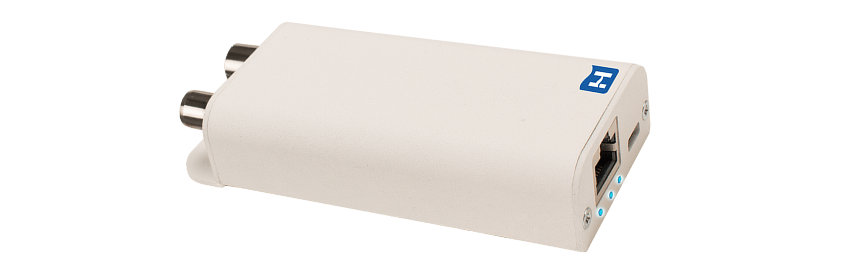 De INCA 1G-adapter heeft twee coax-aansluitingen en een gigabit-netwerkaansluiting.