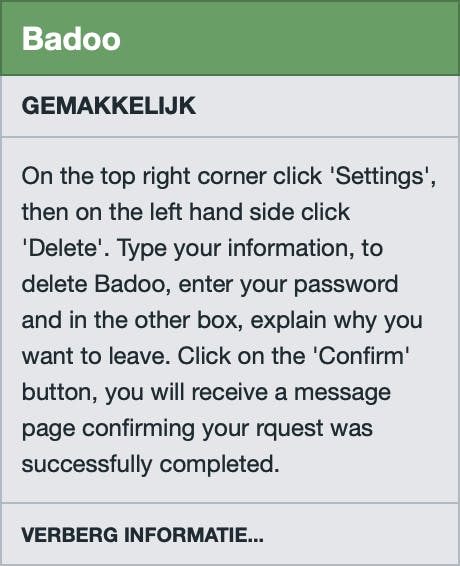 In een venstertje zie je de weg naar de pagina om uit te schrijven.