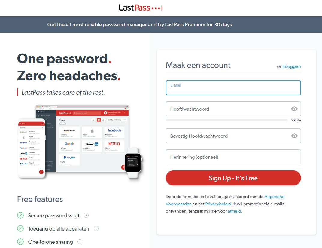 Tip 05 LastPass is een van de gratis wachtwoordmanagers waarmee je jouw wachtwoorden kunt bewaren.