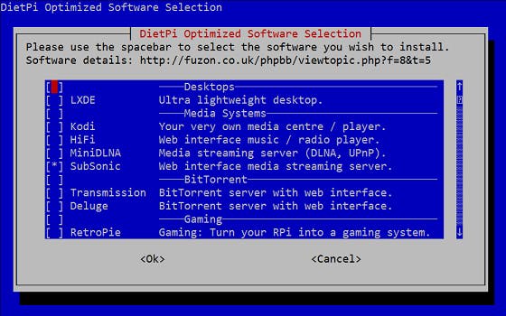 DietPi kun je uitbreiden met kant-en-klare software inclusief printserver.