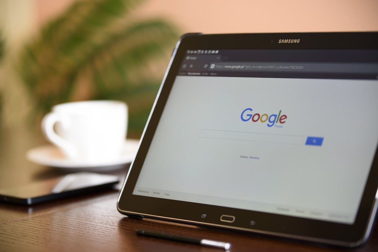 Google op een tablet