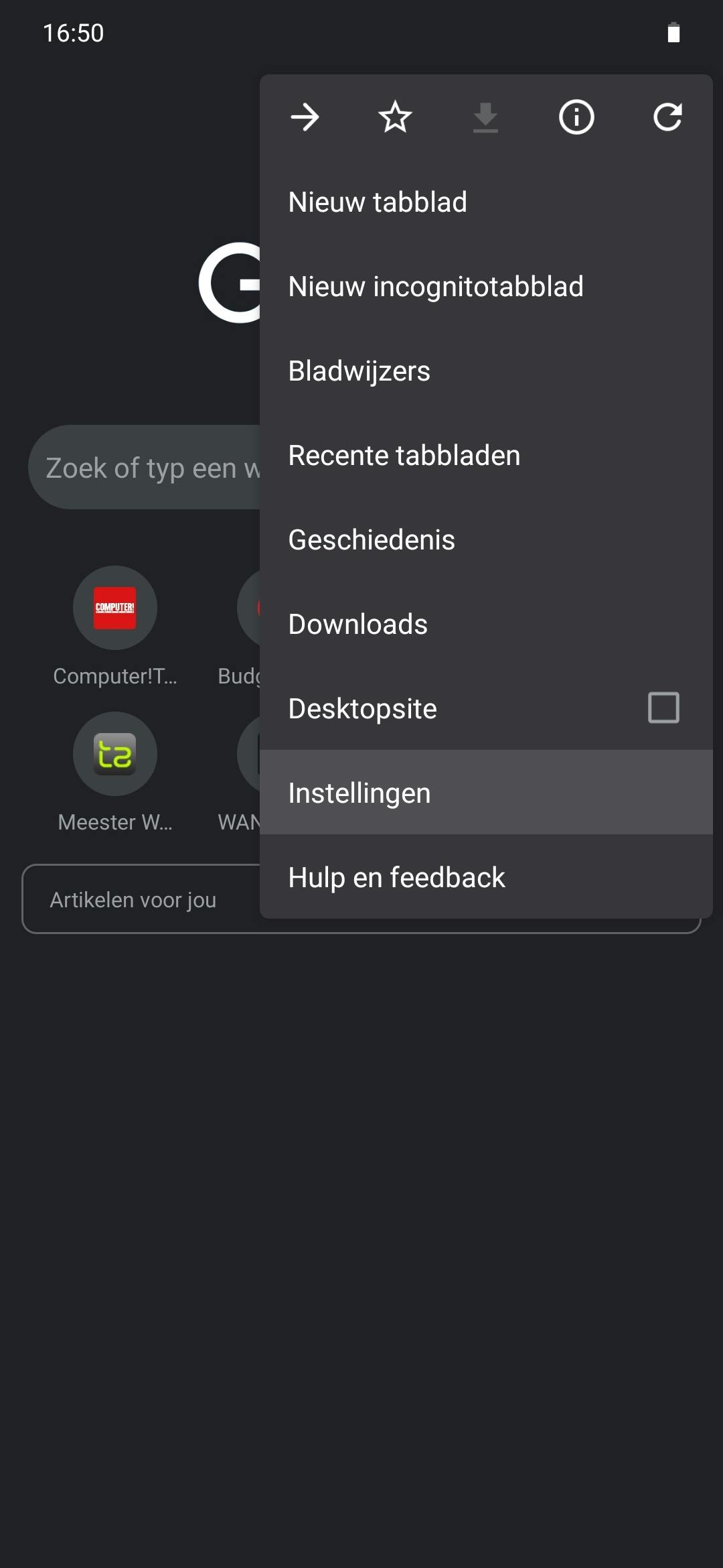 Cookies verwijderen Android