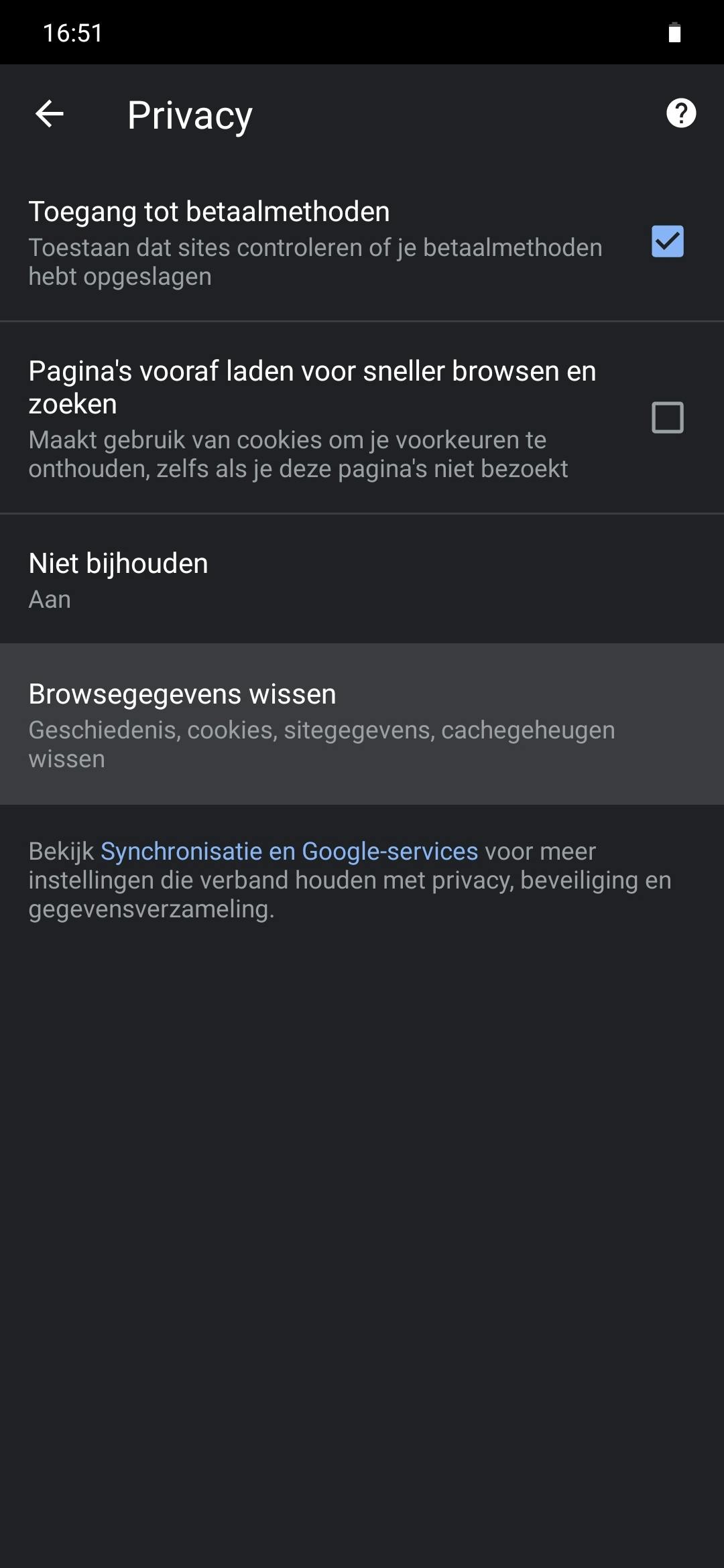 Cookies verwijderen Android
