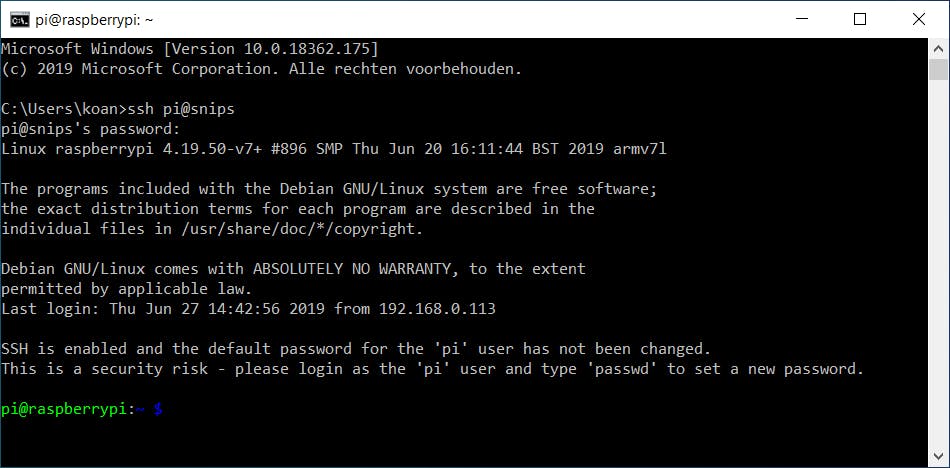 05 Via ssh krijg je op afstand toegang tot de opdrachtregel van je Pi.