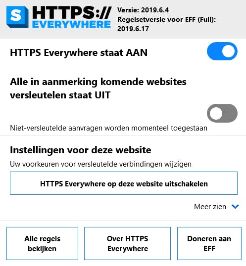 06 Met een browserextensie zoals HTTPS Everywhere bezoek je automatisch de https-versie van websites die er een hebben.