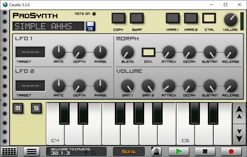 Tip 2 De indrukwekkende muziekstudio Caustic bevat een karrevracht aan synthesizers.