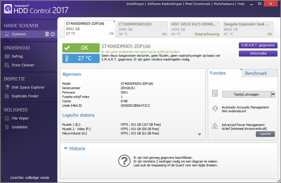 Tip 04 Ashampoo HDD Control 2017 is een gereedschapskist voor je harde schijven.