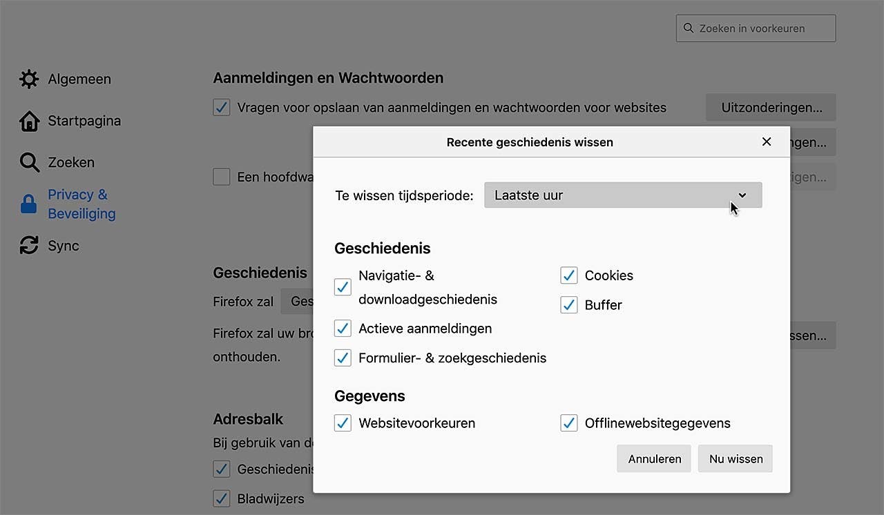 Wis je browsergeschiedenis in Firefox gecontroleerd