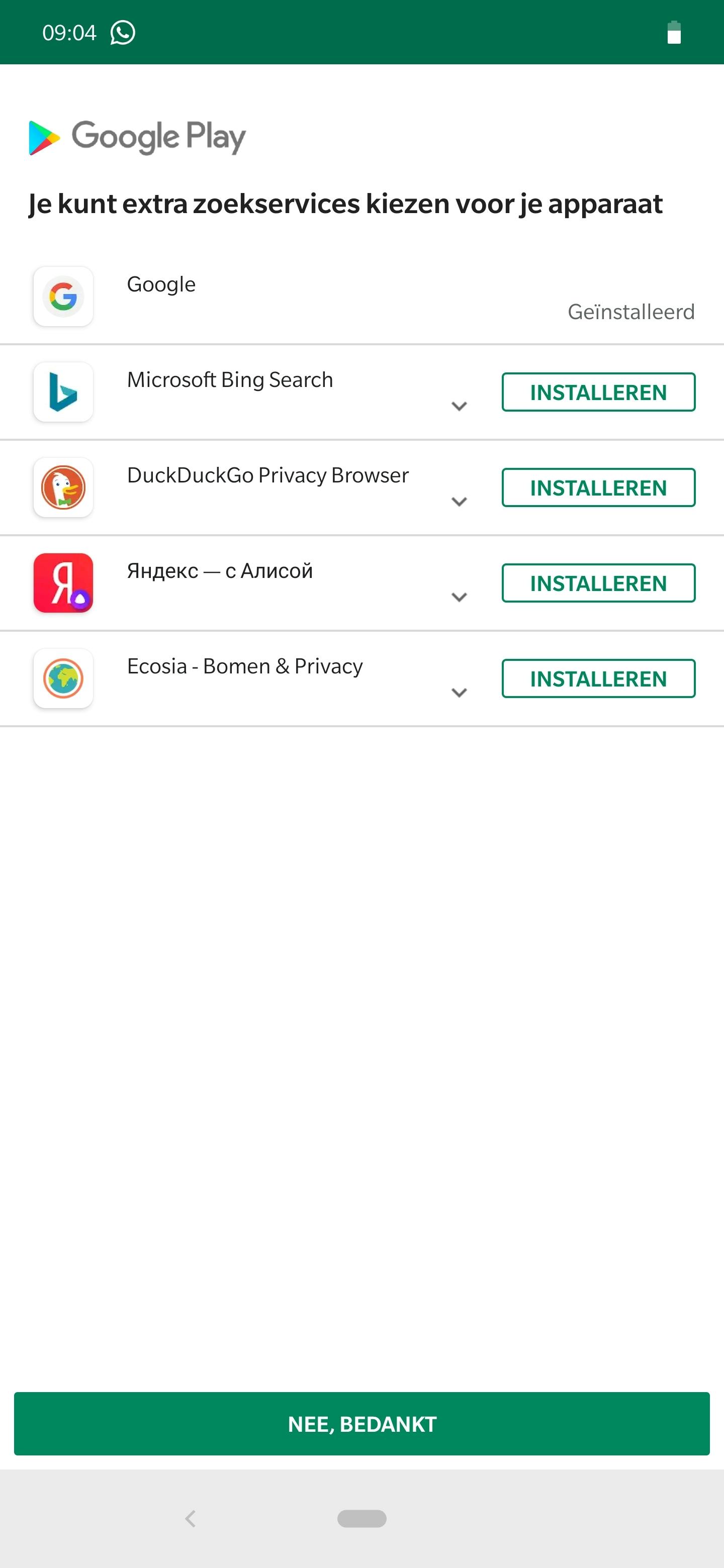 Android zoekmachine browser veranderen