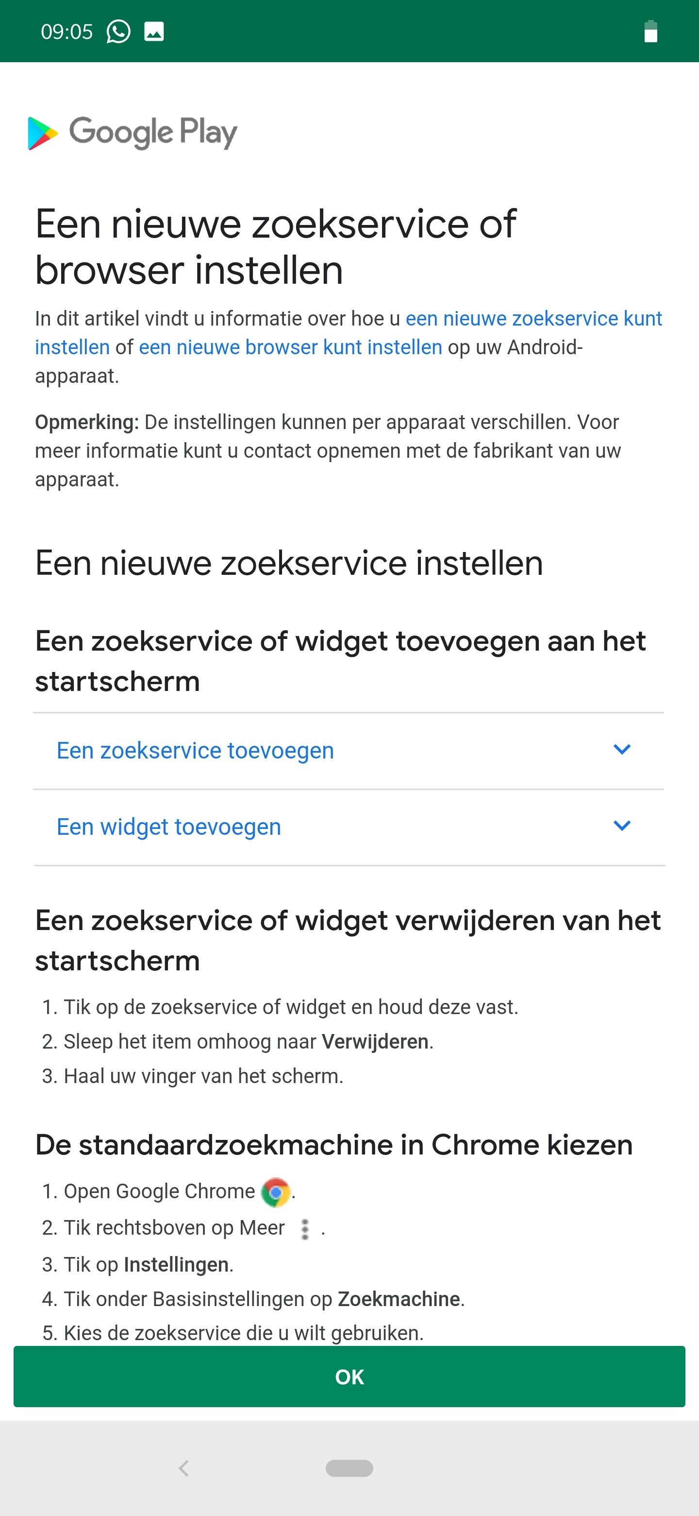 Android zoekmachine browser veranderen