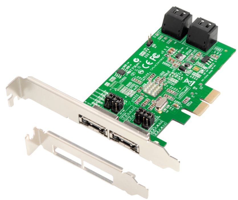 Tip 08 Een voorbeeld van een raid-controller (Dawicontrol DC-624e RAID sata; circa 80 euro).