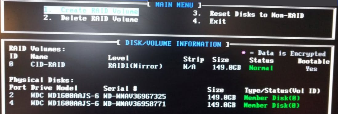 Tip 09 Een typisch scherm voor de configuratie van een raid-controller.