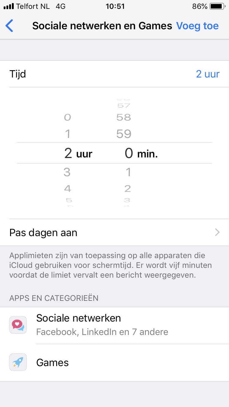 Tip 02 Wees streng voor jezelf en beperk overmatig appgebruik met een tijdslimiet.