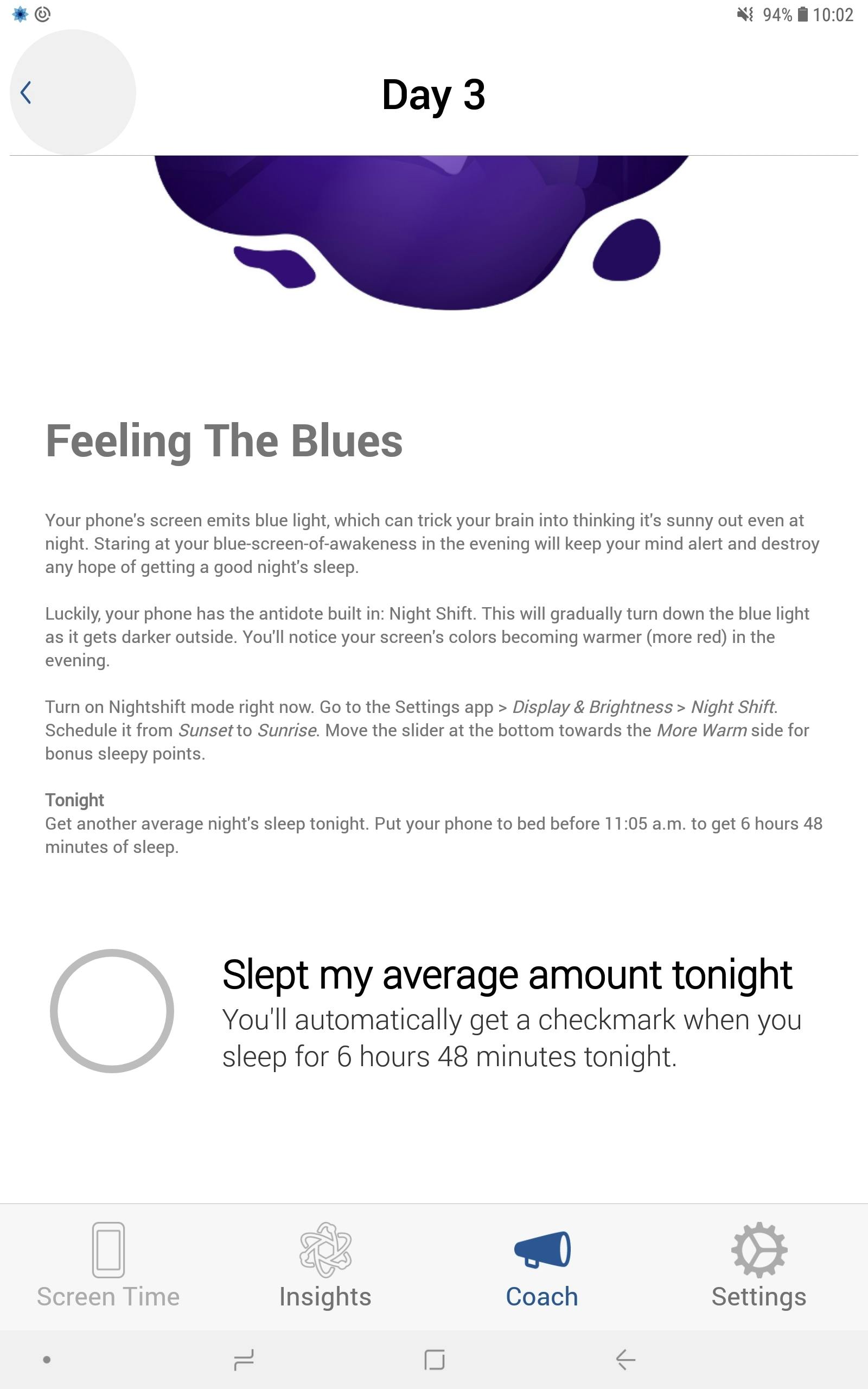 Tip 06 Via dagelijkse opdrachten stimuleert Moment zijn gebruikers om de smartphone minder vaak te gebruiken.