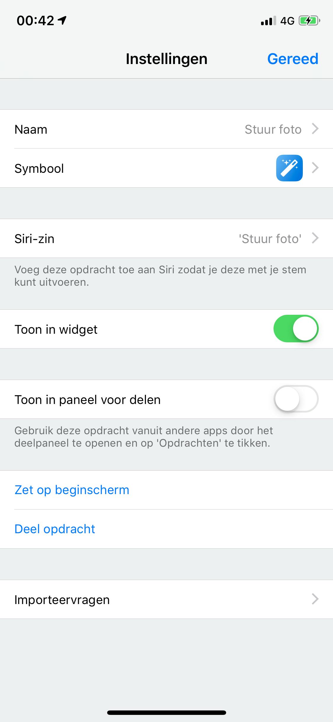 Tip 03 Test je opdracht en voeg deze toe aan Siri om hem als stemcommando te programmeren.