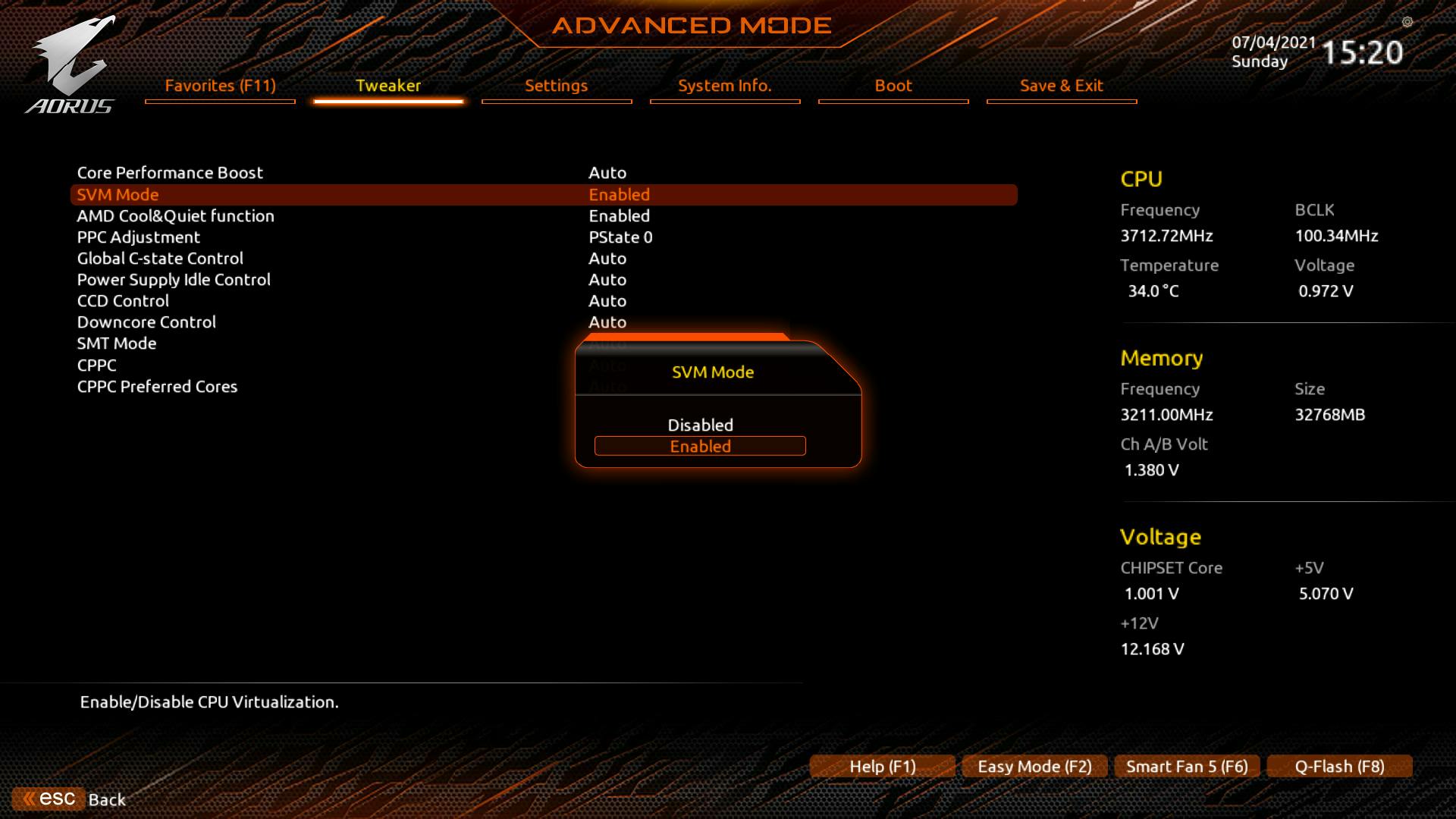 Schakel voor maximale prestaties en soepel gebruik van de VNC-console de virtualisatieondersteuning in het BIOS in.