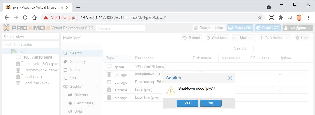 10 Gebruik je de Proxmox-server soms voor langere tijd niet, schakel die dan eenvoudig uit.