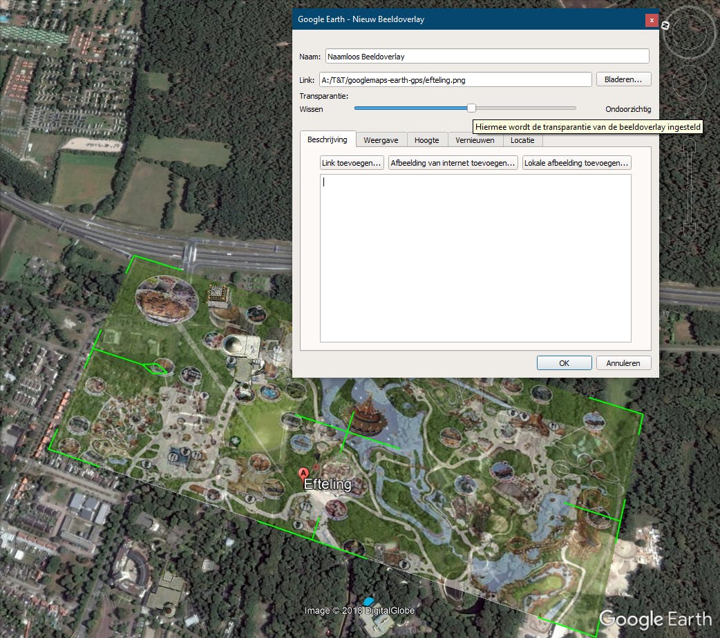 Op bezoek in de Efteling? Niet zonder beeldoverlay met plattegrond op je wandel-gps.