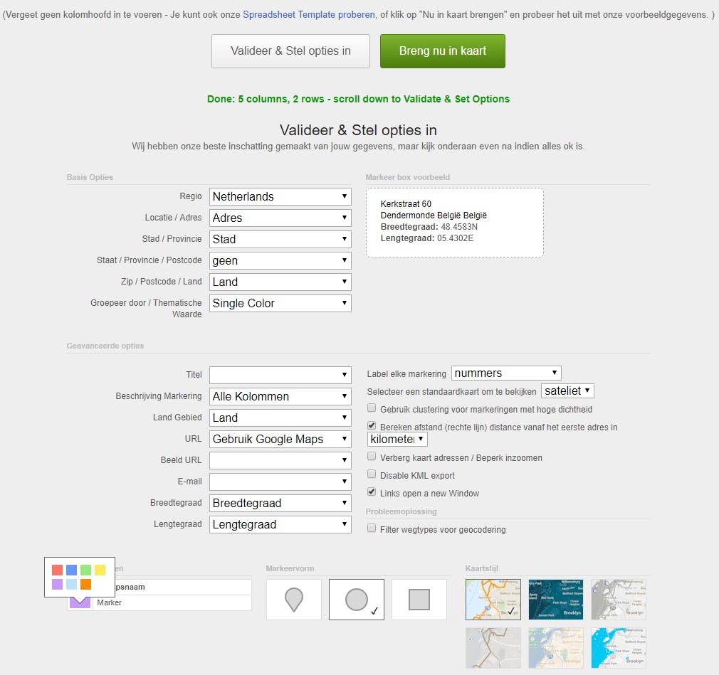 Met BatchGeo kun je heel eenvoudig geografische data vanuit een spreadsheet in een Google Maps-kaart importeren.