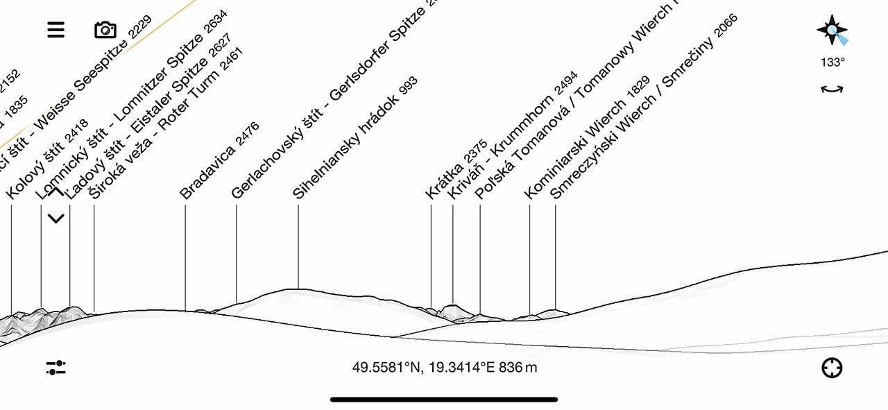 Vindt bergtoppen in iOS of Android