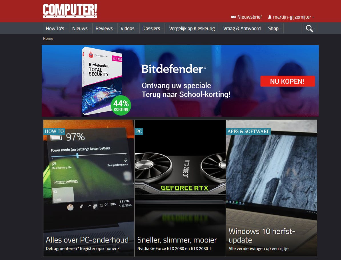 Direct na installatie van de extensie wordt de dark mode actief.