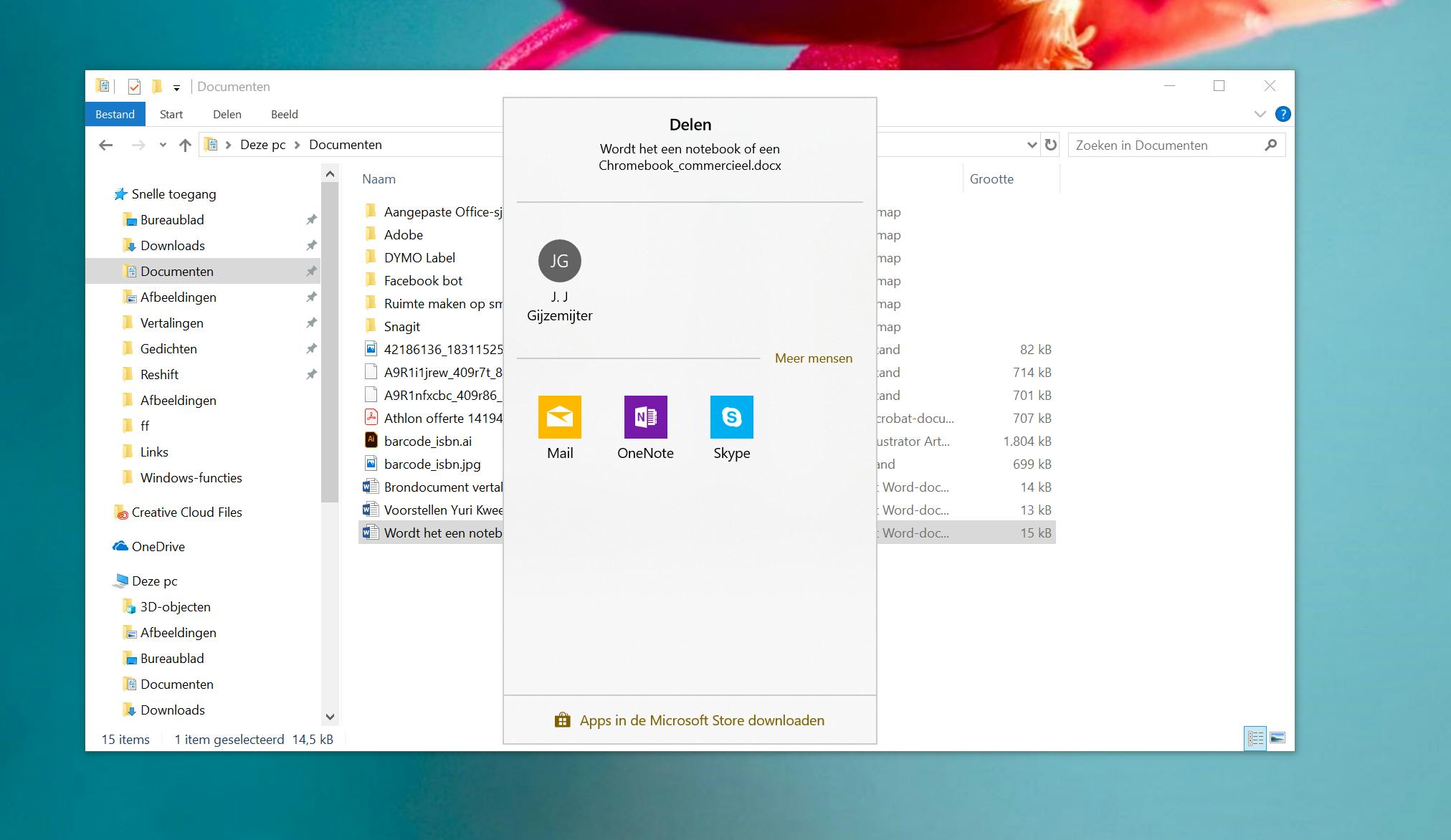 Met de optie Delen in het contextmenu deel je bestanden en mappen pijlsnel.