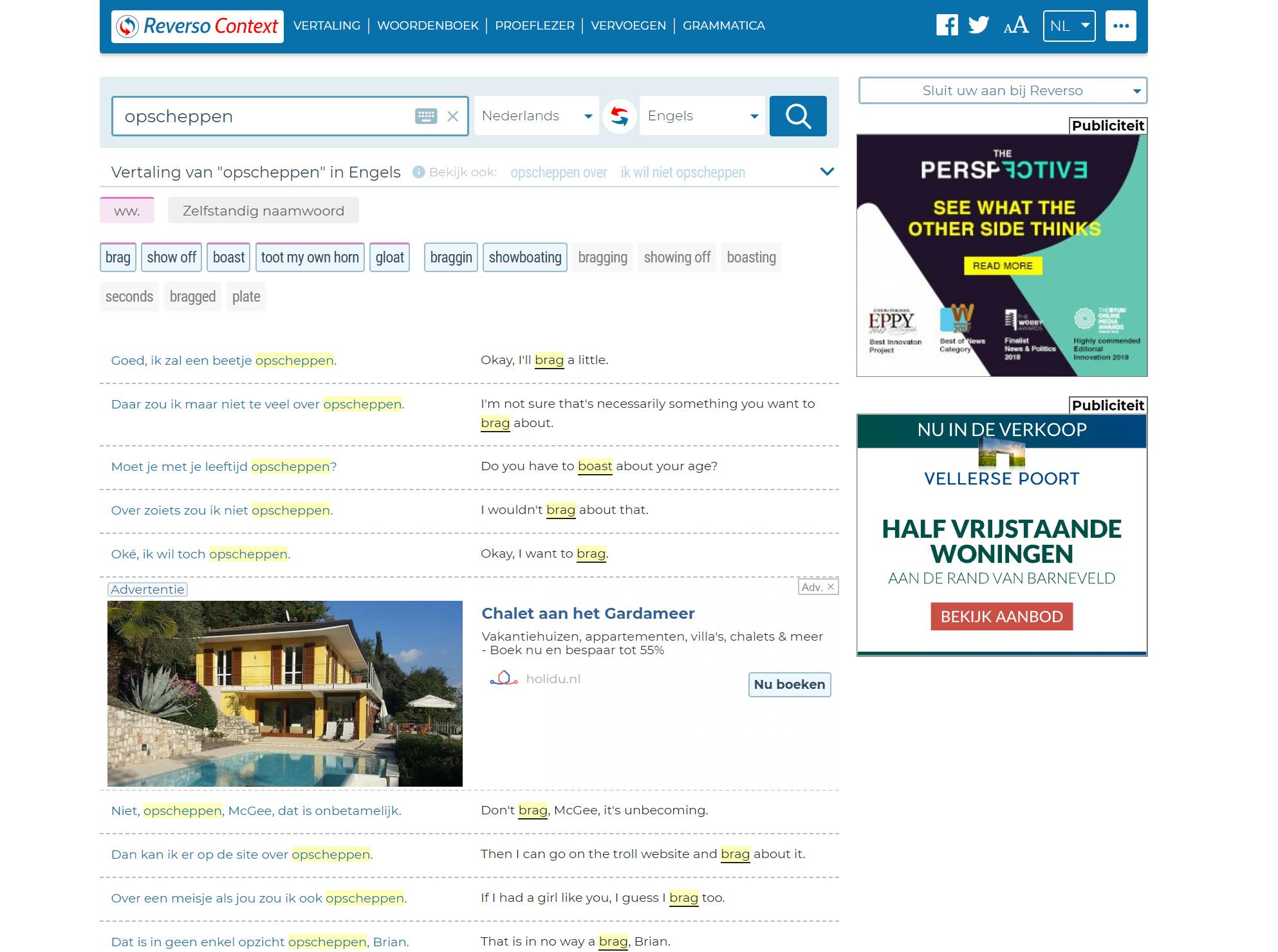 Reverso Context helpt je het juiste woord zoeken met behulp van de context.
