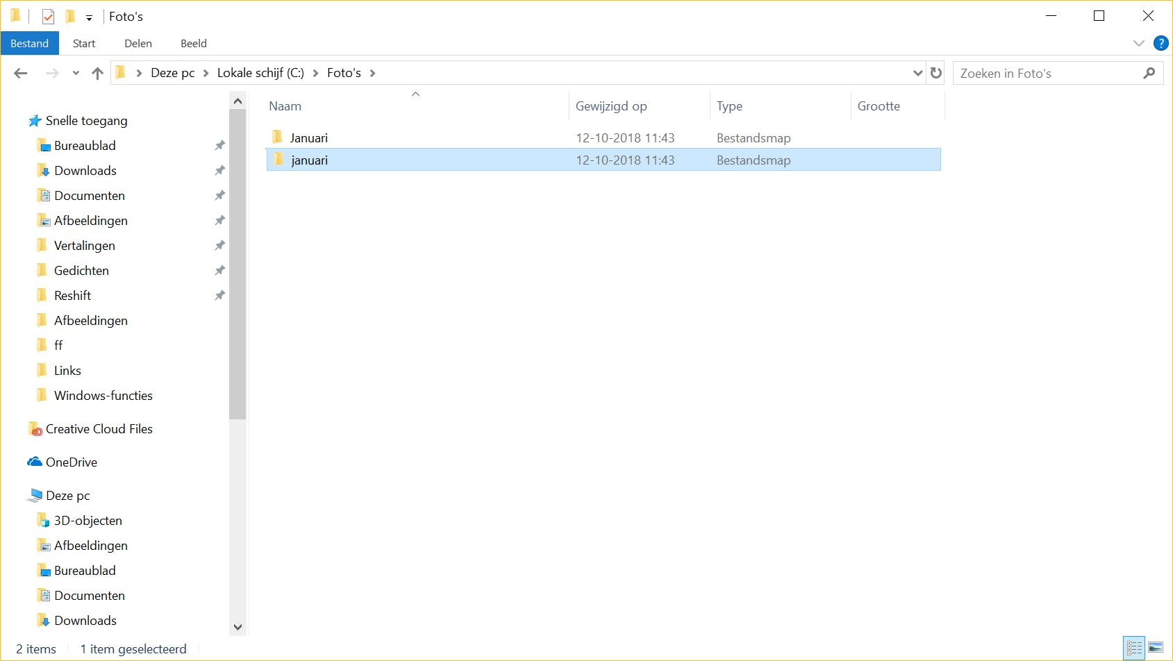 Bestanden en mappen zijn nu, met een trucje, hoofdlettergevoelig.
