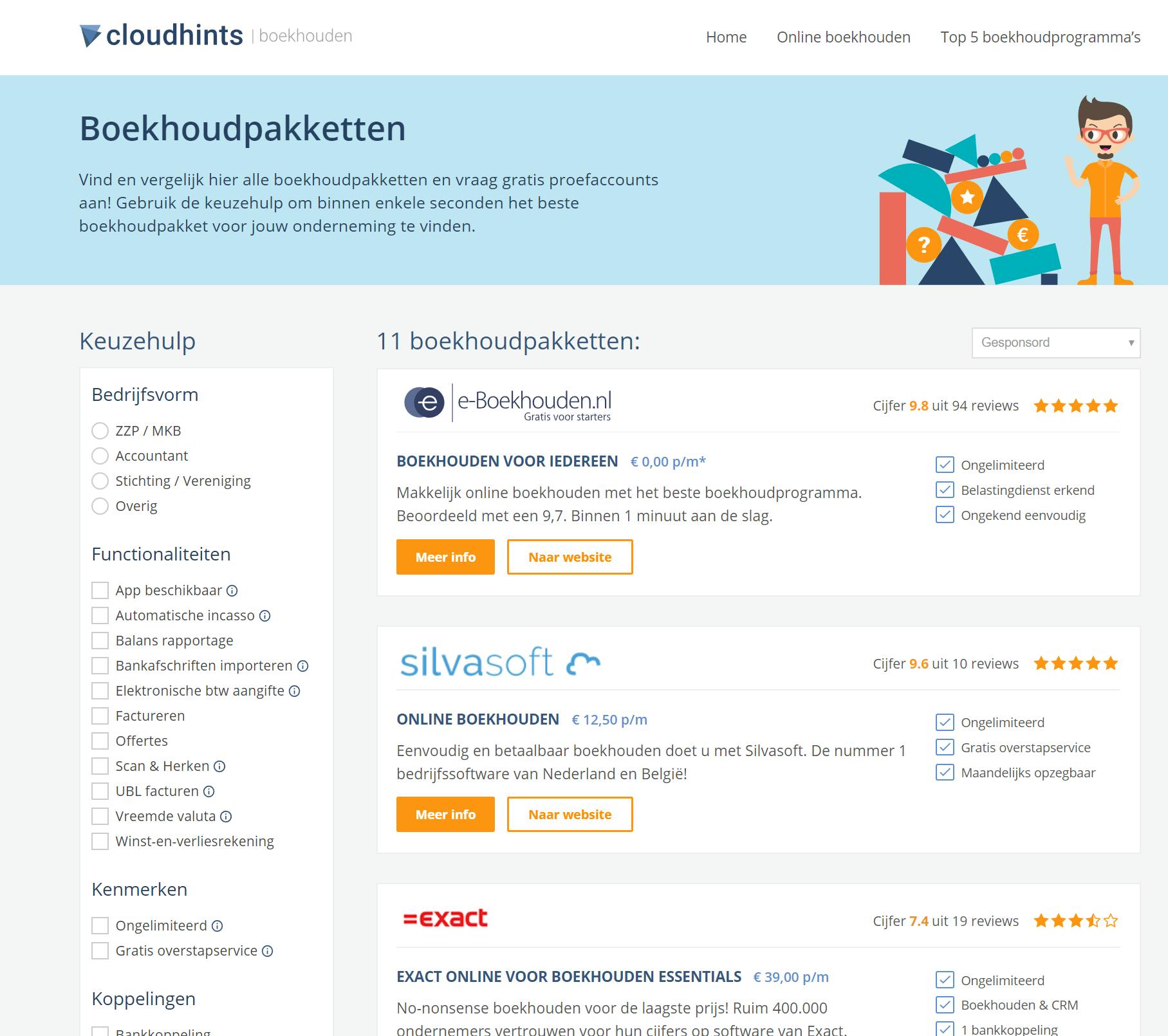 Kies het boekhoudpakket dat bij je past.